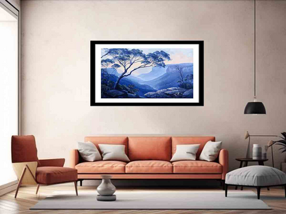 Blue Mountains Framed Print - Premium Archival Paper, Matte Finish, Ready to Hang - BEYRUN