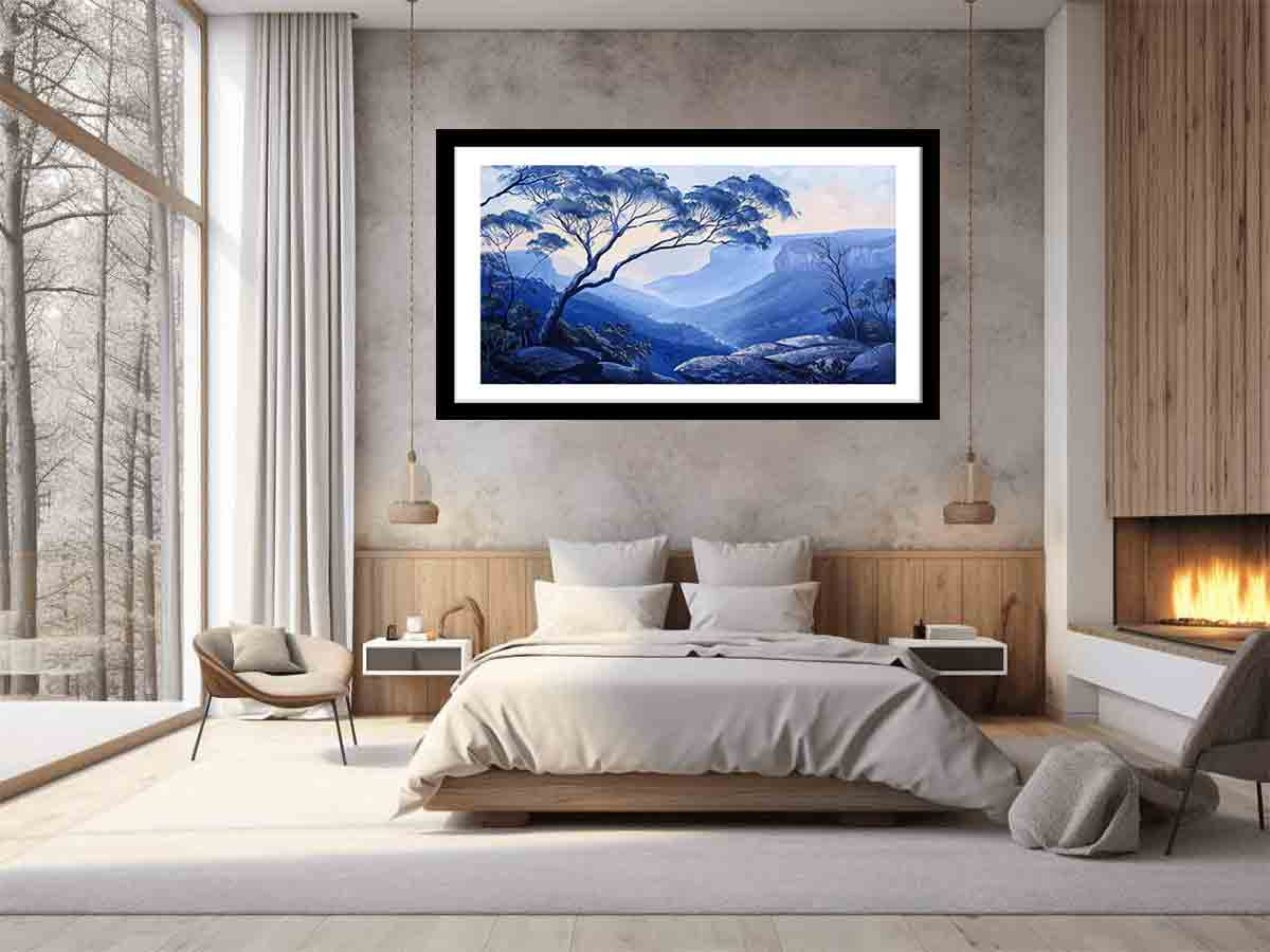 Blue Mountains Framed Print - Premium Archival Paper, Matte Finish, Ready to Hang - BEYRUN