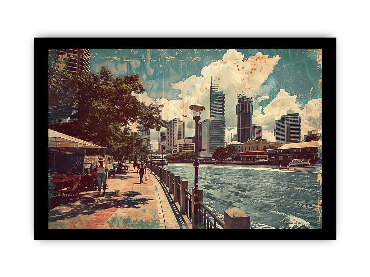 Brisbane City Vintage Art - Historic Landscape Prints, High-Quality Matte Finish - BEYRUN