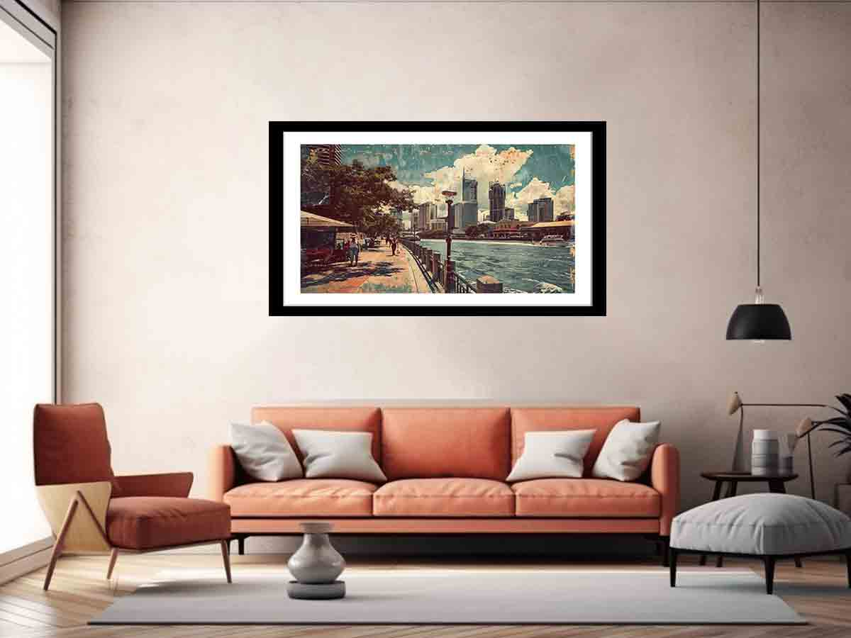 Brisbane City Vintage Art - Historic Landscape Prints, High-Quality Matte Finish - BEYRUN