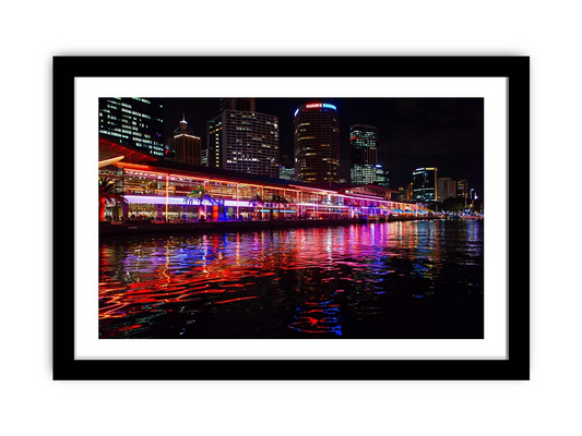 Darling Harbour Sydney Night Framed Print - Premium Quality, Ready to Hang - BEYRUN