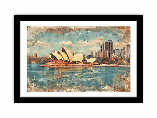 Sydney City Vintage Framed Print - Premium Quality Wall Decor | Elegant Urban Art - BEYRUN