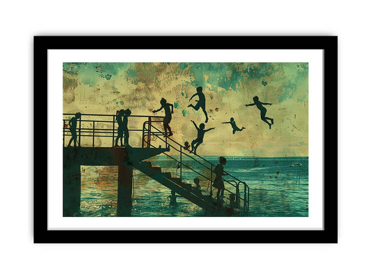 Kids Dive Art Framed Print - High-Quality, Ready to Hang, Perfect for Children's Rooms - BEYRUN