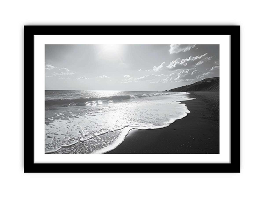 Black and White Beach Framed Print - Coastal Wall Art for Home Decor - BEYRUN