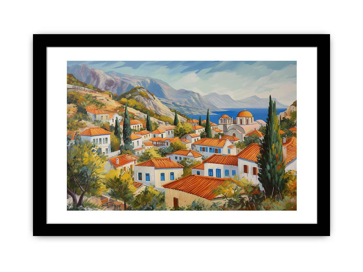 The Greek Village Framed Print | High-Quality Artwork for Your Home Décor - BEYRUN