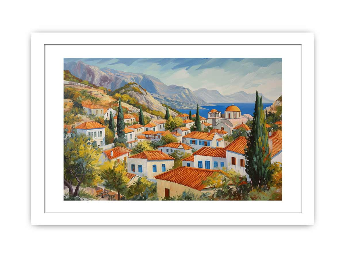 The Greek Village Framed Print | High-Quality Artwork for Your Home Décor - BEYRUN