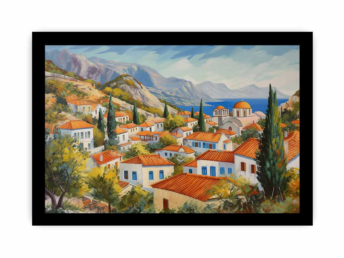 The Greek Village Framed Print | High-Quality Artwork for Your Home Décor - BEYRUN