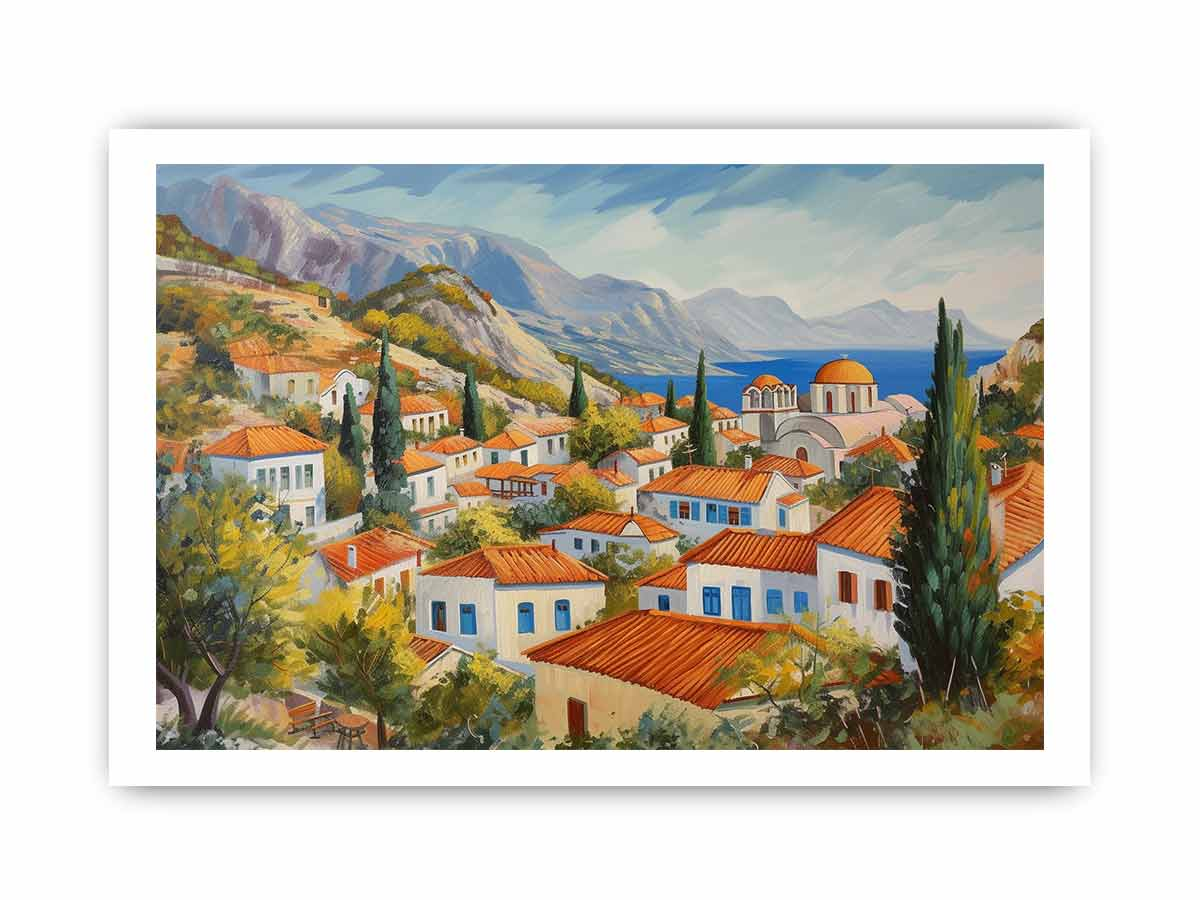 The Greek Village Framed Print | High-Quality Artwork for Your Home Décor - BEYRUN