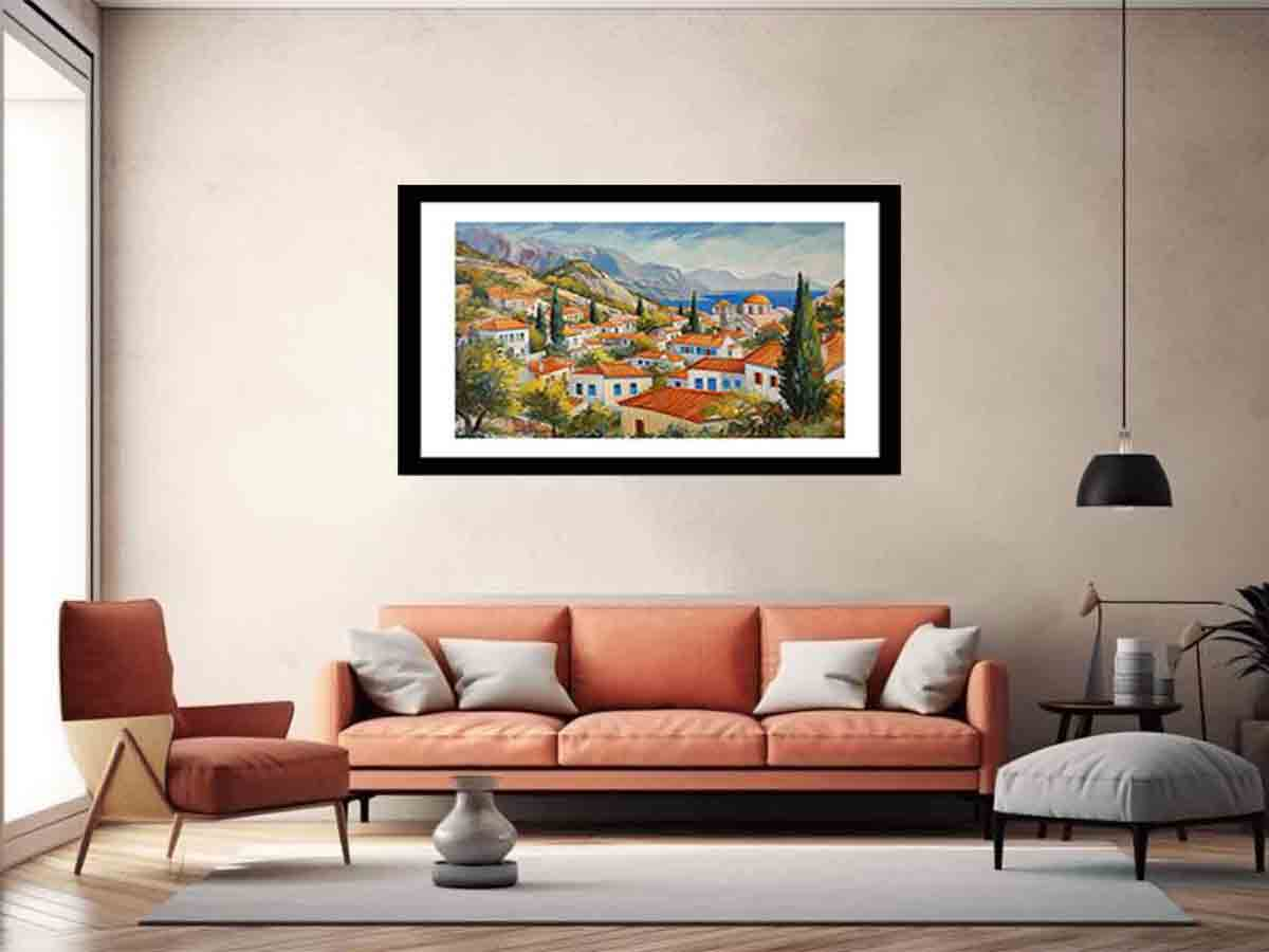 The Greek Village Framed Print | High-Quality Artwork for Your Home Décor - BEYRUN