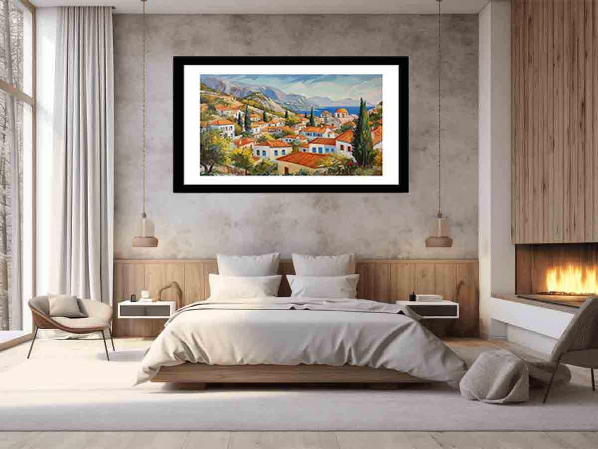 The Greek Village Framed Print | High-Quality Artwork for Your Home Décor - BEYRUN