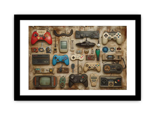 Video Game Controller Framed Print - High Quality Wall Art for Gamers - BEYRUN