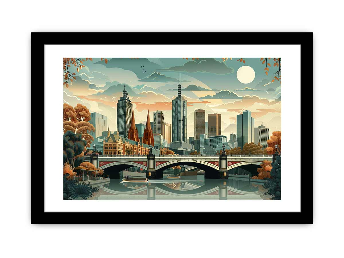 Melbourne Framed Print - Premium Archival Paper, Radiata Pine Frame - BEYRUN