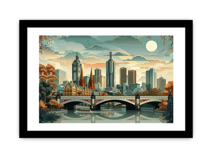 Melbourne Framed Print - Premium Archival Paper, Radiata Pine Frame - BEYRUN