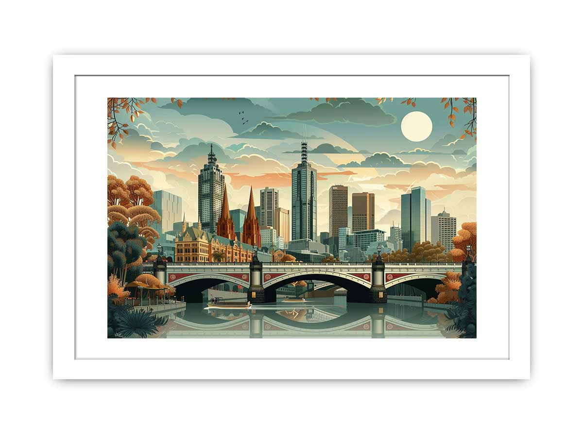 Melbourne Framed Print - Premium Archival Paper, Radiata Pine Frame - BEYRUN