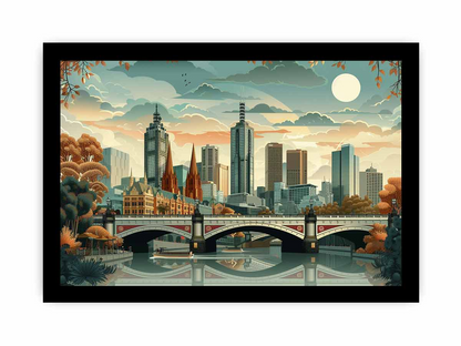 Melbourne Framed Print - Premium Archival Paper, Radiata Pine Frame - BEYRUN