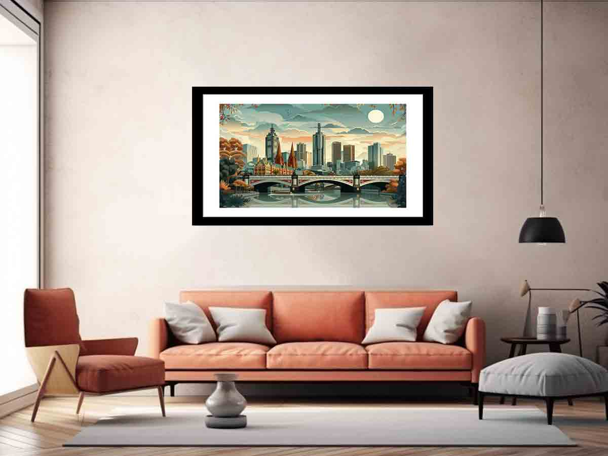 Melbourne Framed Print - Premium Archival Paper, Radiata Pine Frame - BEYRUN