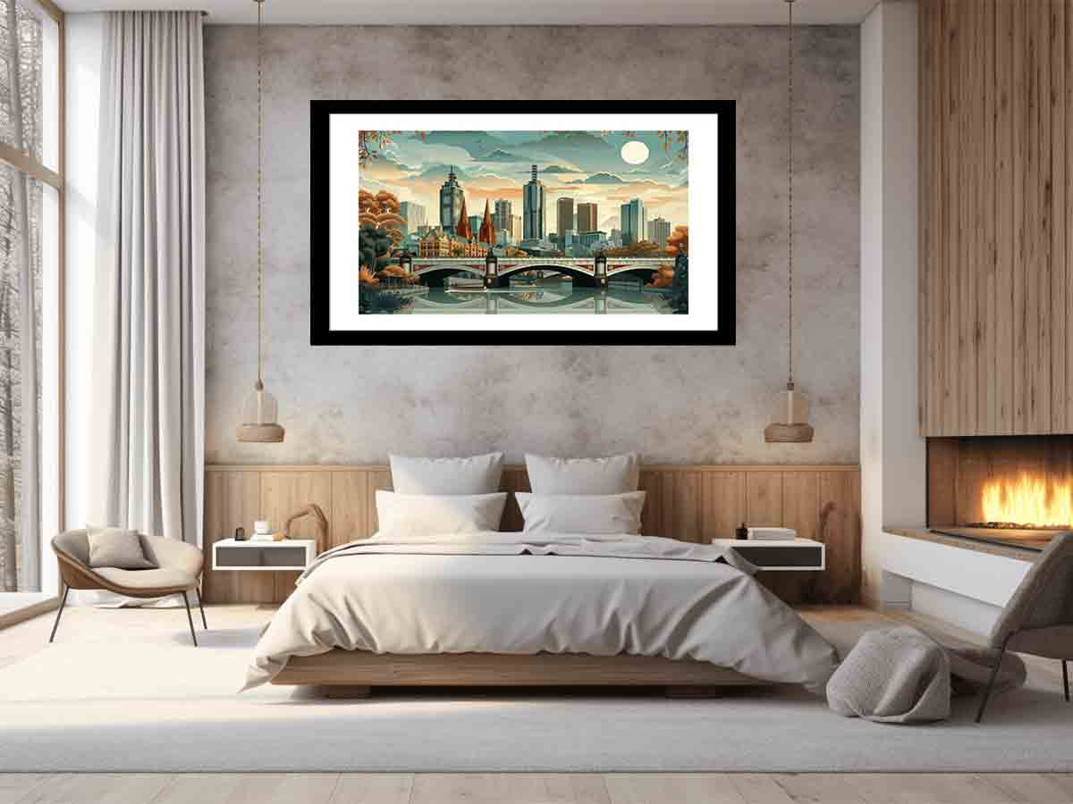 Melbourne Framed Print - Premium Archival Paper, Radiata Pine Frame - BEYRUN