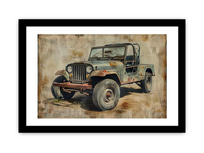 Vintage Jeep Framed Print - High-Quality Artwork, Ready to Hang, Classic Decor Piece - BEYRUN