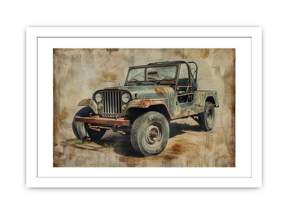 Vintage Jeep Framed Print - High-Quality Artwork, Ready to Hang, Classic Decor Piece - BEYRUN