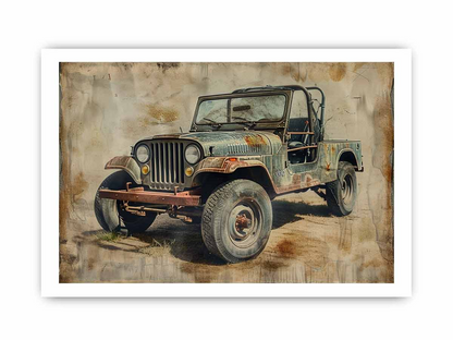 Vintage Jeep Framed Print - High-Quality Artwork, Ready to Hang, Classic Decor Piece - BEYRUN