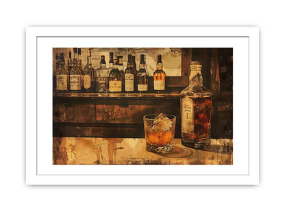 Vintage Whiskey Framed Print - High Quality, Archival Paper, Radiata Pine Frame - BEYRUN