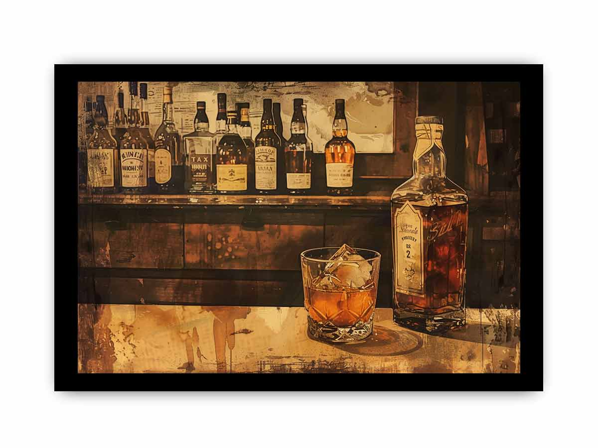 Vintage Whiskey Framed Print - High Quality, Archival Paper, Radiata Pine Frame - BEYRUN