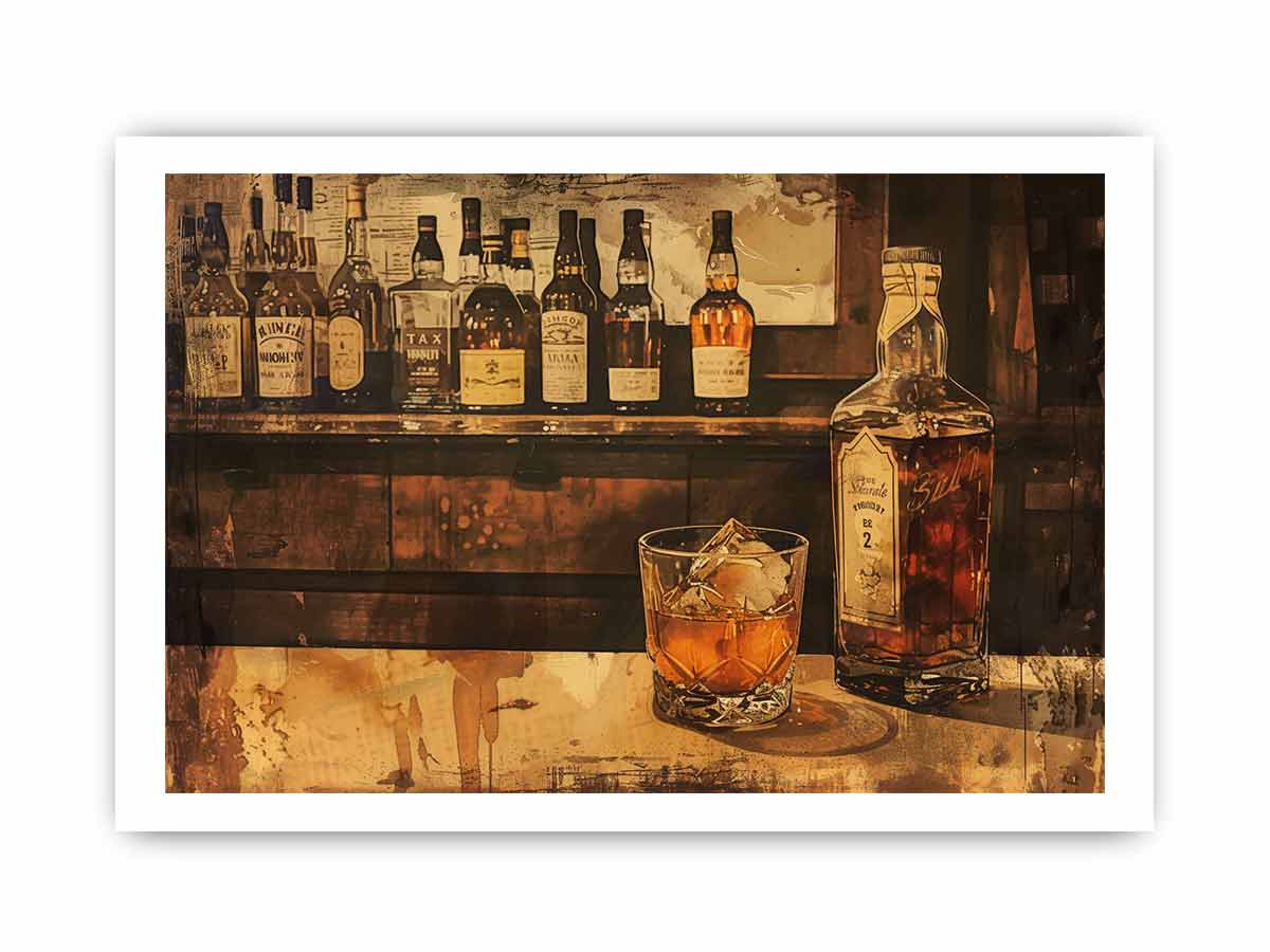 Vintage Whiskey Framed Print - High Quality, Archival Paper, Radiata Pine Frame - BEYRUN