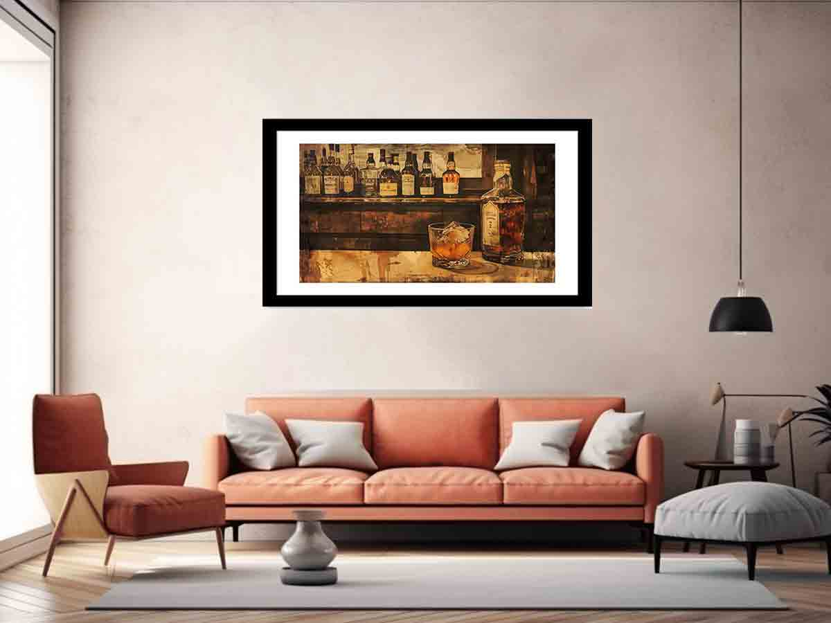 Vintage Whiskey Framed Print - High Quality, Archival Paper, Radiata Pine Frame - BEYRUN