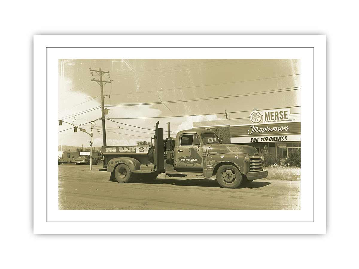 Vintage Truck Framed Print - High-Quality Paper & Radiata Pine Wood Frame | Ready to Hang - BEYRUN