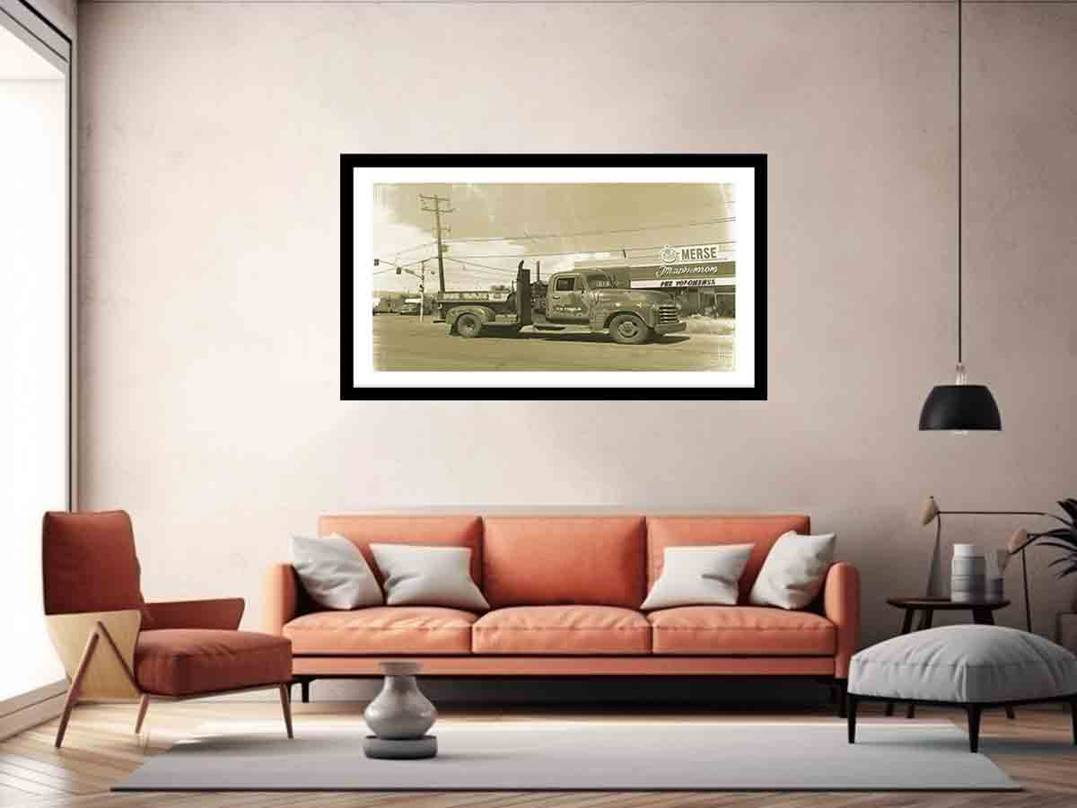 Vintage Truck Framed Print - High-Quality Paper & Radiata Pine Wood Frame | Ready to Hang - BEYRUN