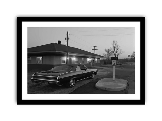 Country Motel Framed Print - Premium Archival Paper & Radiata Pine Wood Frame - BEYRUN