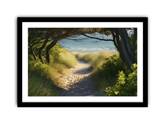 Beach Path Framed Print - Elegant Coastal Wall Art - BEYRUN