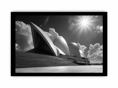 Opera House Black and White Framed Print - High-Resolution Art with Elegant Pine Wood Frame - BEYRUN