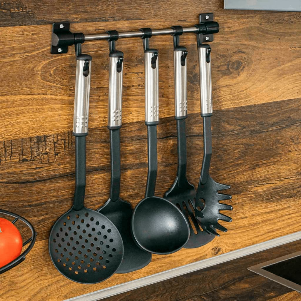 HI 6 Piece Kitchen Tool Set - Black & Silver | Durable Stainless Steel Handles | Stylish & Versatile - BEYRUN