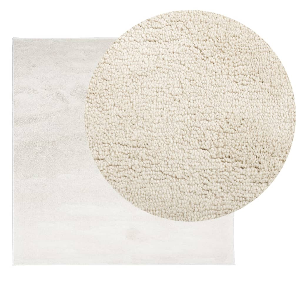 vidaXL OVIEDO Short Pile Beige Rug - Soft Polyester, 200x200 cm - OEKO-TEX Certified | Ideal for Living Rooms, Bedrooms & Offices - BEYRUN