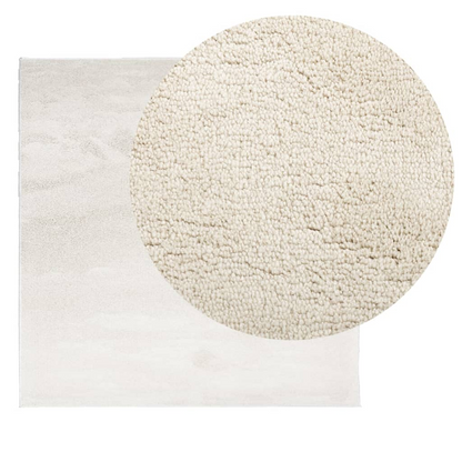 vidaXL OVIEDO Short Pile Beige Rug - Soft Polyester, 200x200 cm - OEKO-TEX Certified | Ideal for Living Rooms, Bedrooms & Offices - BEYRUN