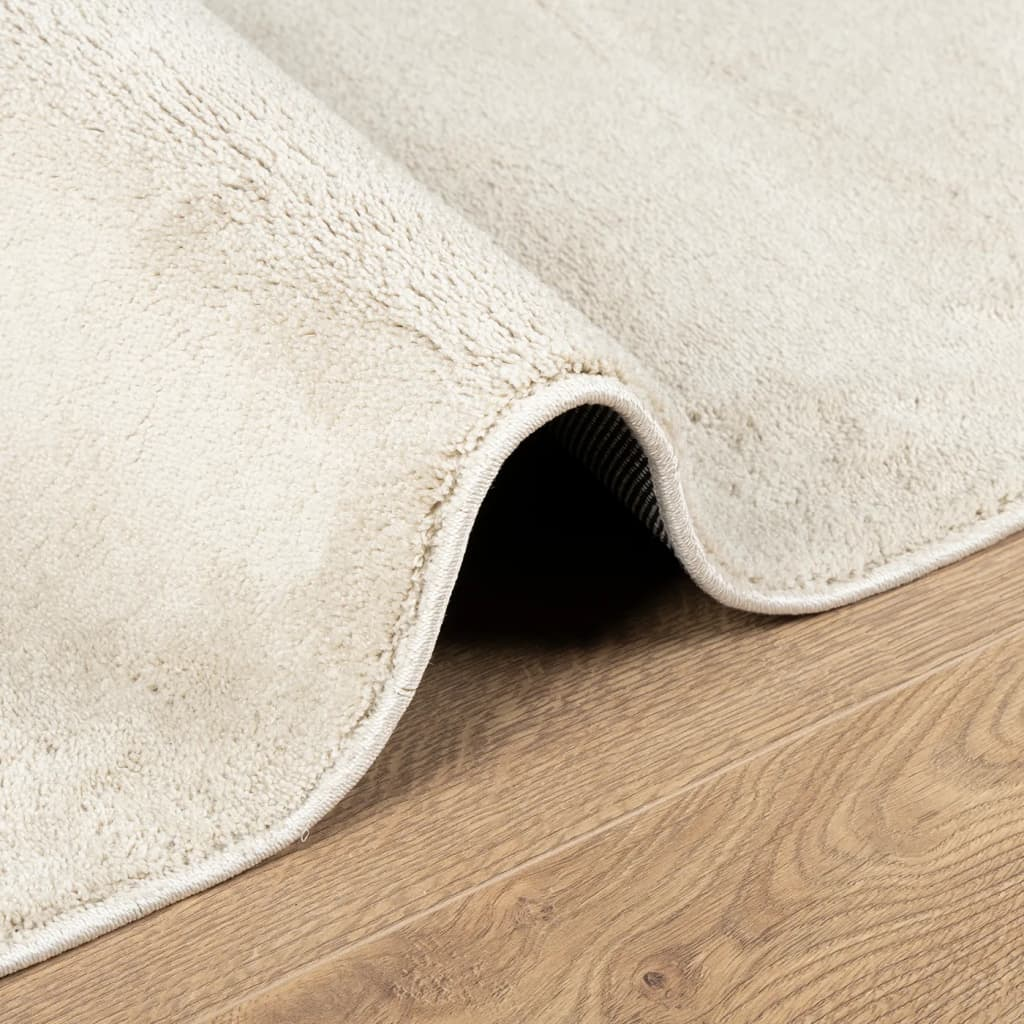 vidaXL OVIEDO Short Pile Beige Rug - Soft Polyester, 200x200 cm - OEKO-TEX Certified | Ideal for Living Rooms, Bedrooms & Offices - BEYRUN