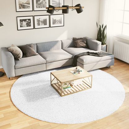 vidaXL OVIEDO Short Pile Round Area Rug - Grey, 240 cm - Ideal for Living Rooms & Bedrooms - BEYRUN