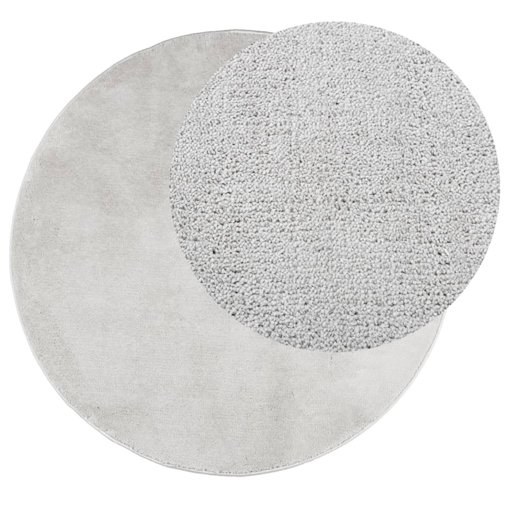 vidaXL OVIEDO Short Pile Round Area Rug - Grey, 240 cm - Ideal for Living Rooms & Bedrooms - BEYRUN