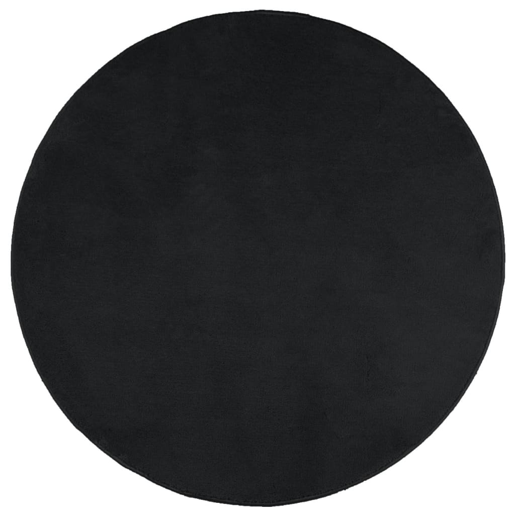 vidaXL Rug OVIEDO Short Pile Black Ø 200 cm - Luxurious Round Area Rug for Elegant Home Decor - BEYRUN