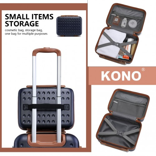 Kono 20 Inch ABS Carry On Cabin Suitcase & 4 Piece Travel Set – Navy | Includes Vanity Case, Weekend Bag, Toiletry Bag - BEYRUN