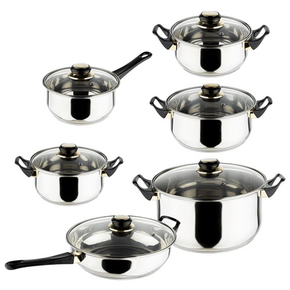 HI 12-Piece Stainless Steel Cookware Set - Durable & Versatile, Dishwasher Safe - BEYRUN