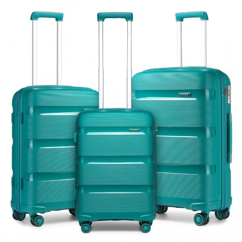 Kono Bright Hard Shell PP Suitcase Set - 3 Pieces - Blue/Green - Classic Collection - BEYRUN