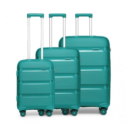 Kono Bright Hard Shell PP Suitcase Set - 3 Pieces - Blue/Green - Classic Collection - BEYRUN