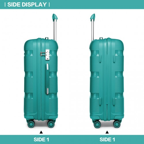 Kono Bright Hard Shell PP Suitcase Set - 3 Pieces - Blue/Green - Classic Collection - BEYRUN