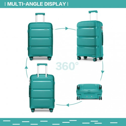 Kono Bright Hard Shell PP Suitcase Set - 3 Pieces - Blue/Green - Classic Collection - BEYRUN