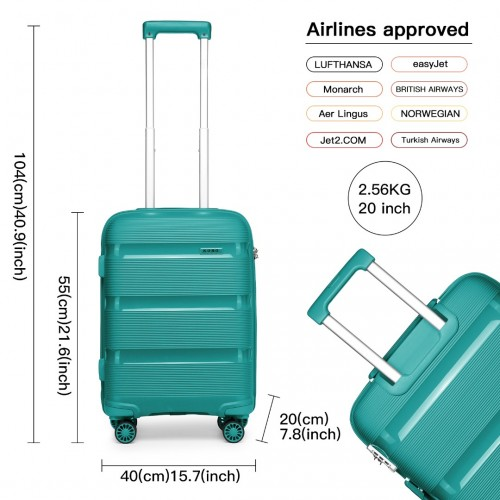 Kono Bright Hard Shell PP Suitcase Set - 3 Pieces - Blue/Green - Classic Collection - BEYRUN