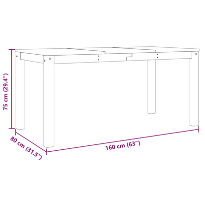 vidaXL Panama Dining Table | Solid Pine Wood | Elegant Minimalist Design | 160x80x75 cm - BEYRUN