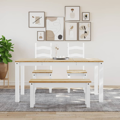 vidaXL Panama White Dining Table - Solid Pine Wood | Minimalist Design | Easy to Clean - BEYRUN