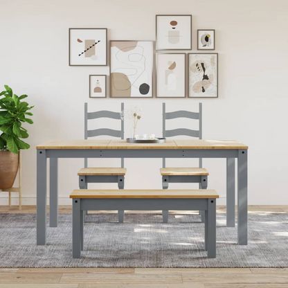 vidaXL Dining Table Panama Grey | Solid Pine Wood, Elegant Minimalist Design, 160x80x75 cm - BEYRUN